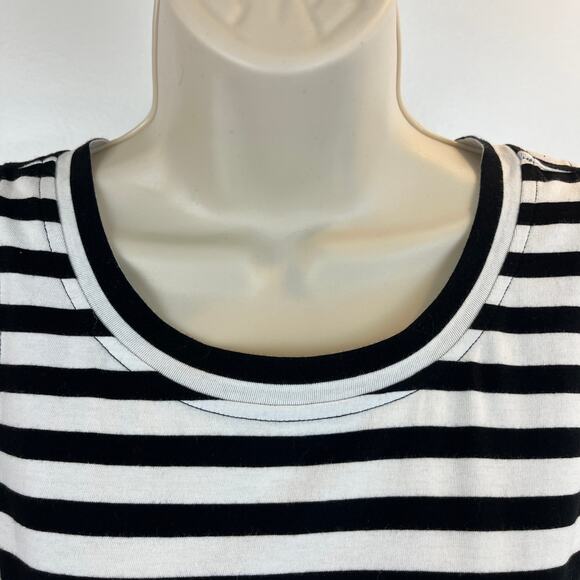 NWT Ann Taylor LOFT Striped Black White Sleeveless Mini Cotton Dress Small - Picture 4 of 8